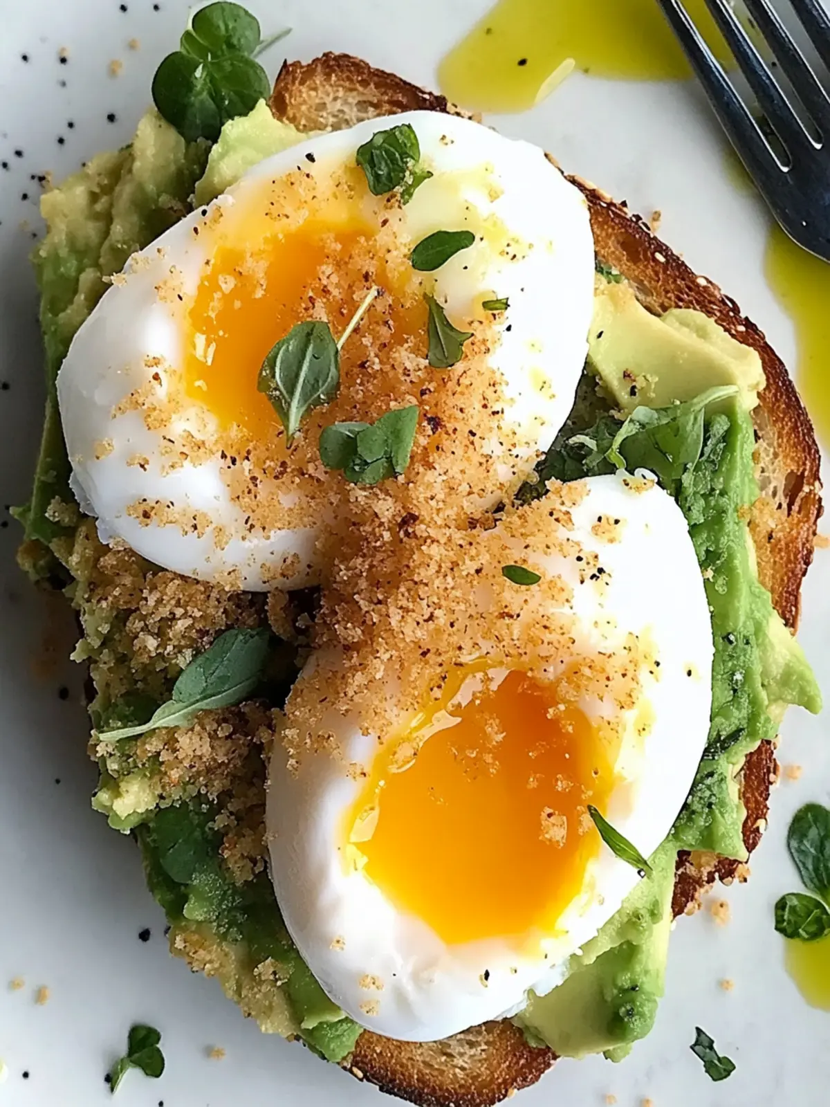 Crispy Panko Crumbed Poached Eggs on Avocado Toast
