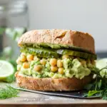 Smashed Chickpea Avocado Dill Pickle Sandwiches