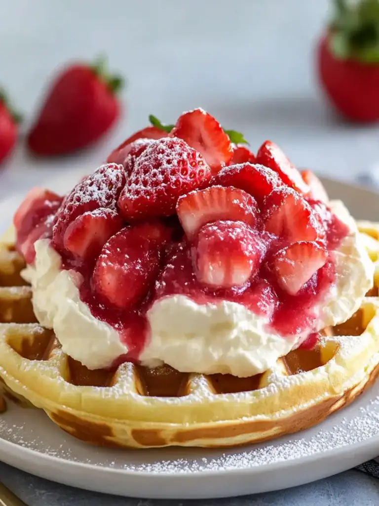 Strawberry Cheesecake Stuffed Waffles
