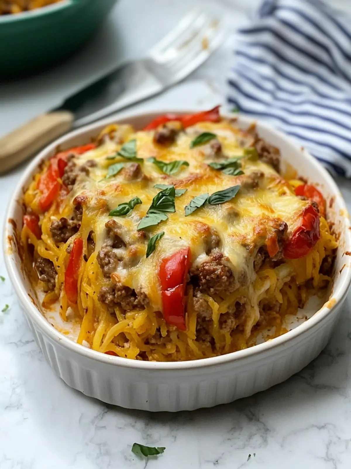 Sausage and Peppers Spaghetti Squash Casserole