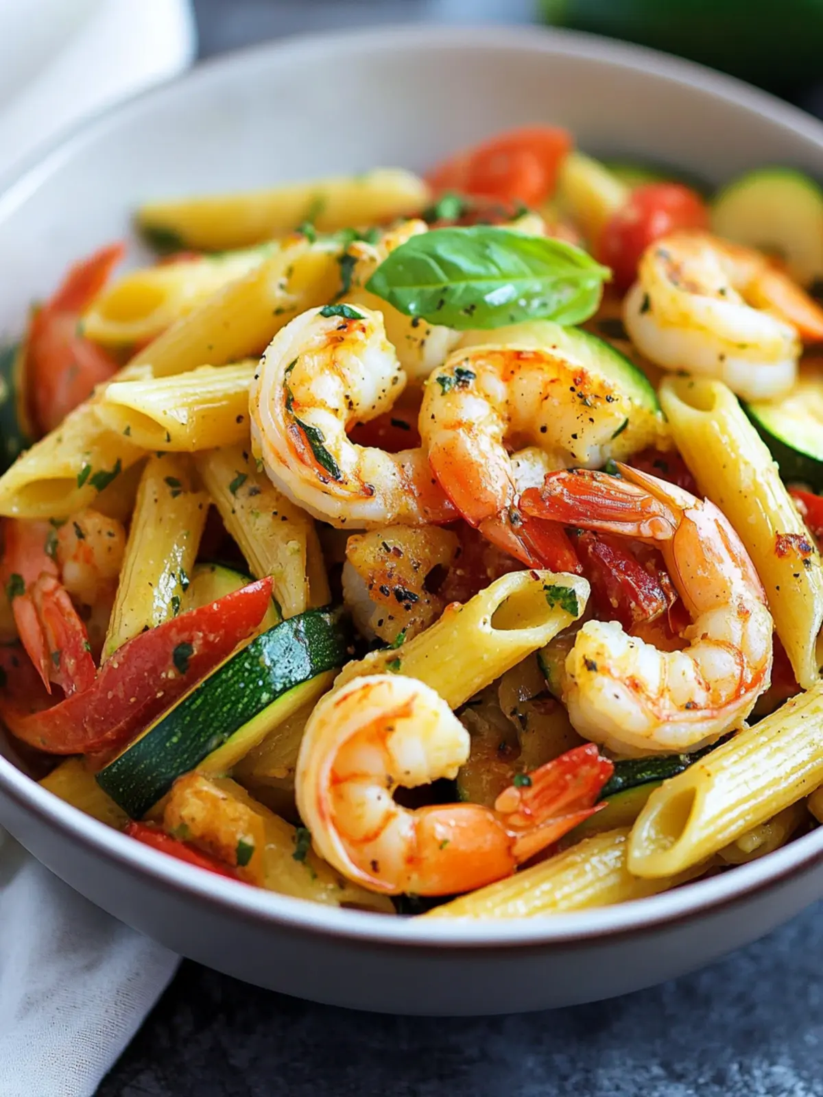 Zucchini Penne Pasta with Shrimp