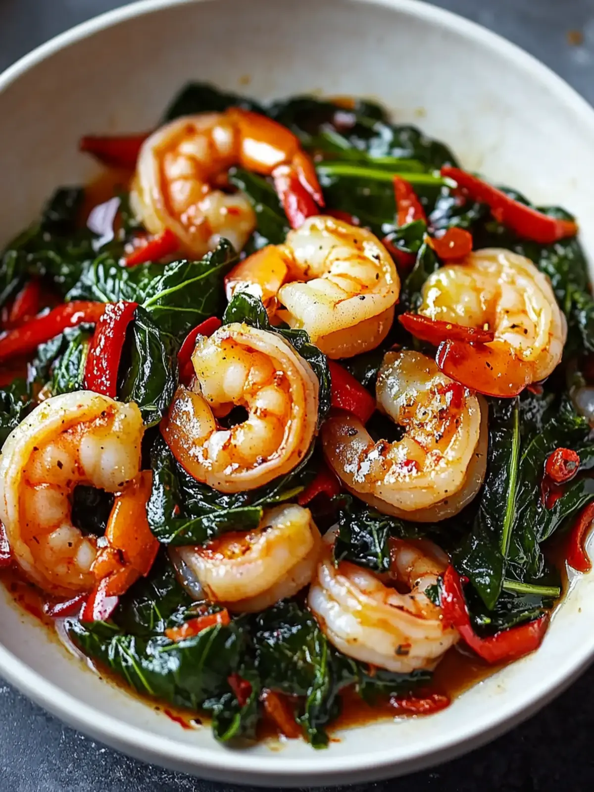 Spicy Garlic Shrimp and Swiss Chard Stir Fry