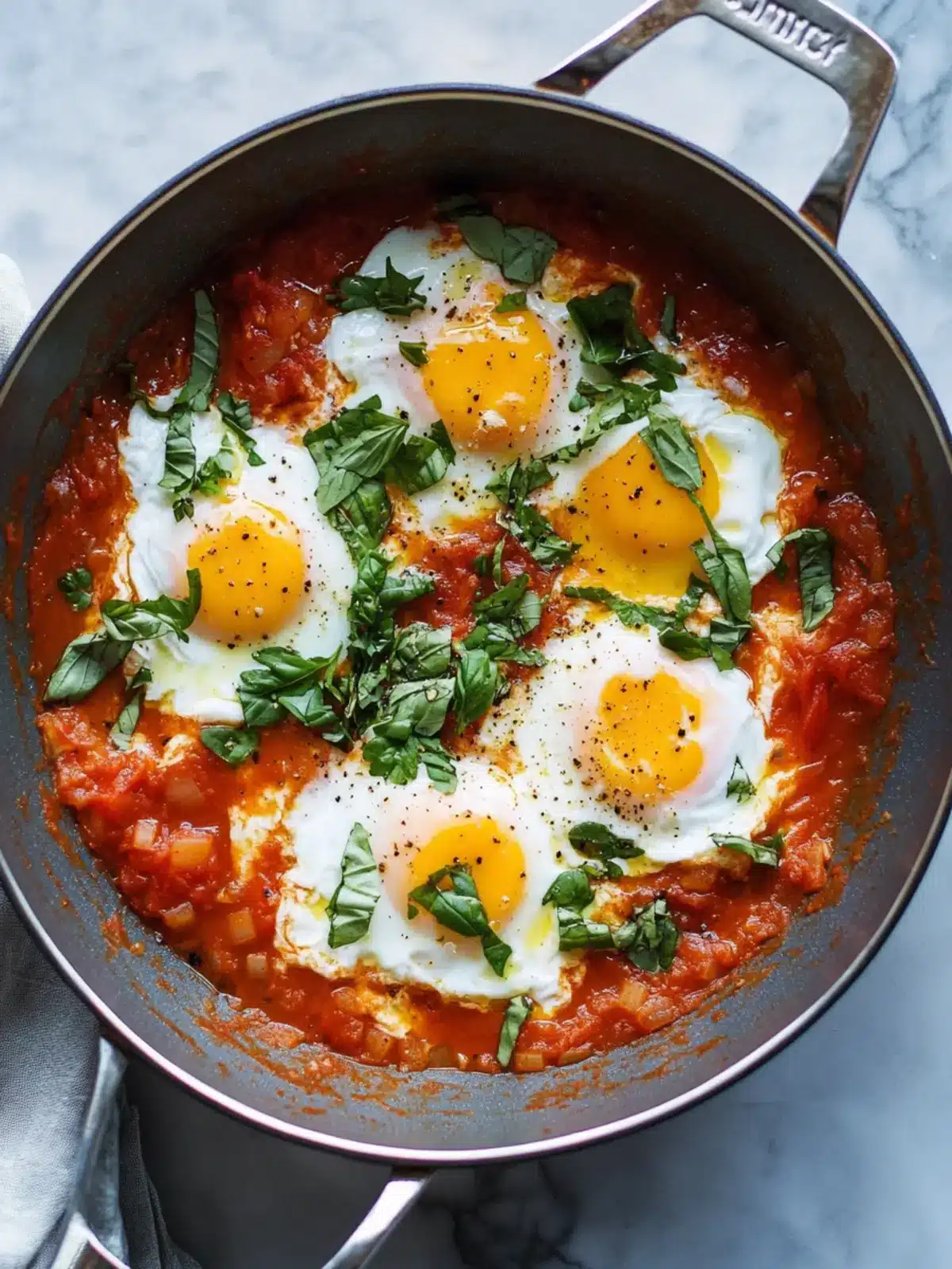 Savor Eggs Poached in Spicy Marinara for a Zesty Twist Eggs Poached in Spicy Marinara