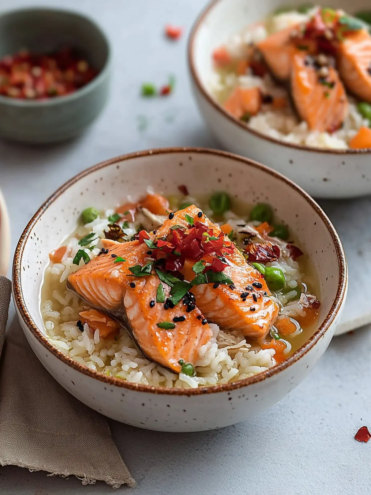 Savor Brothy Rice with Salmon for a Quick Dinner Delight Brothy Rice with Salmon