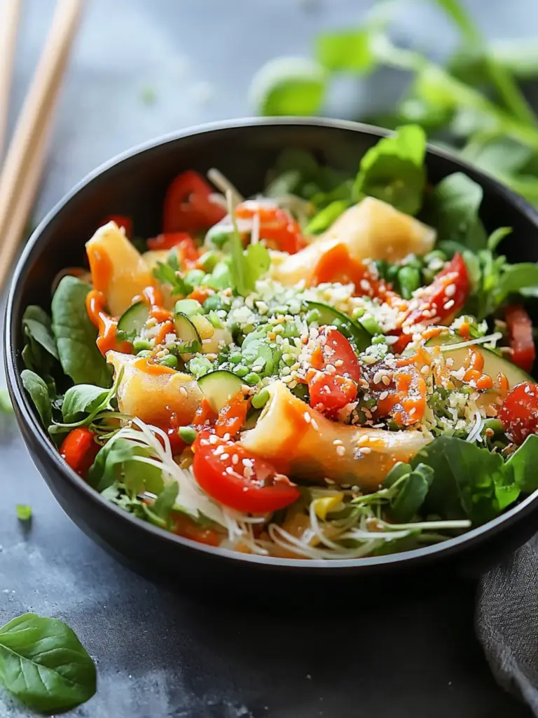 Spring Roll Salad with Spicy Ginger Dressing