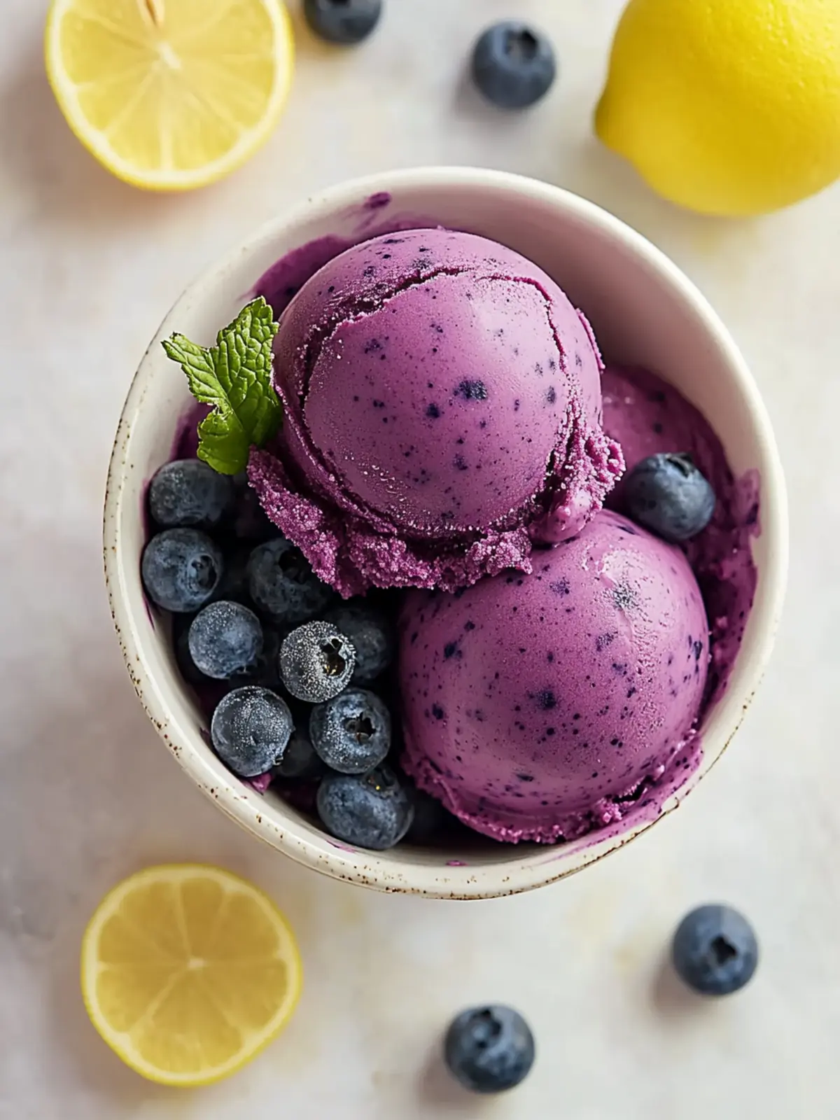 No Churn Blueberry Lemon Sorbet