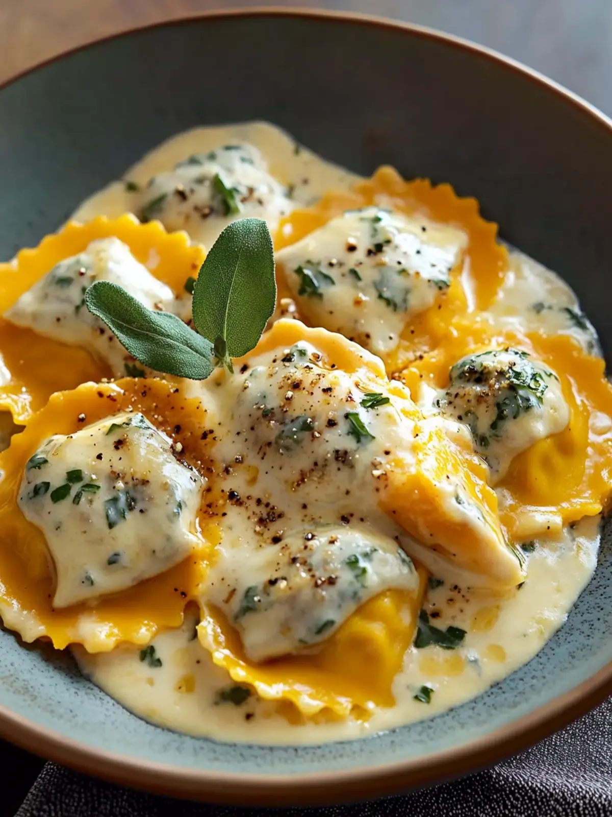 Butternut Squash Ravioli with Maple Cream Sauce