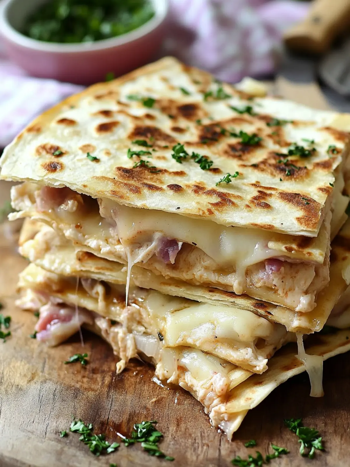 Chicken Cordon Bleu Quesadillas