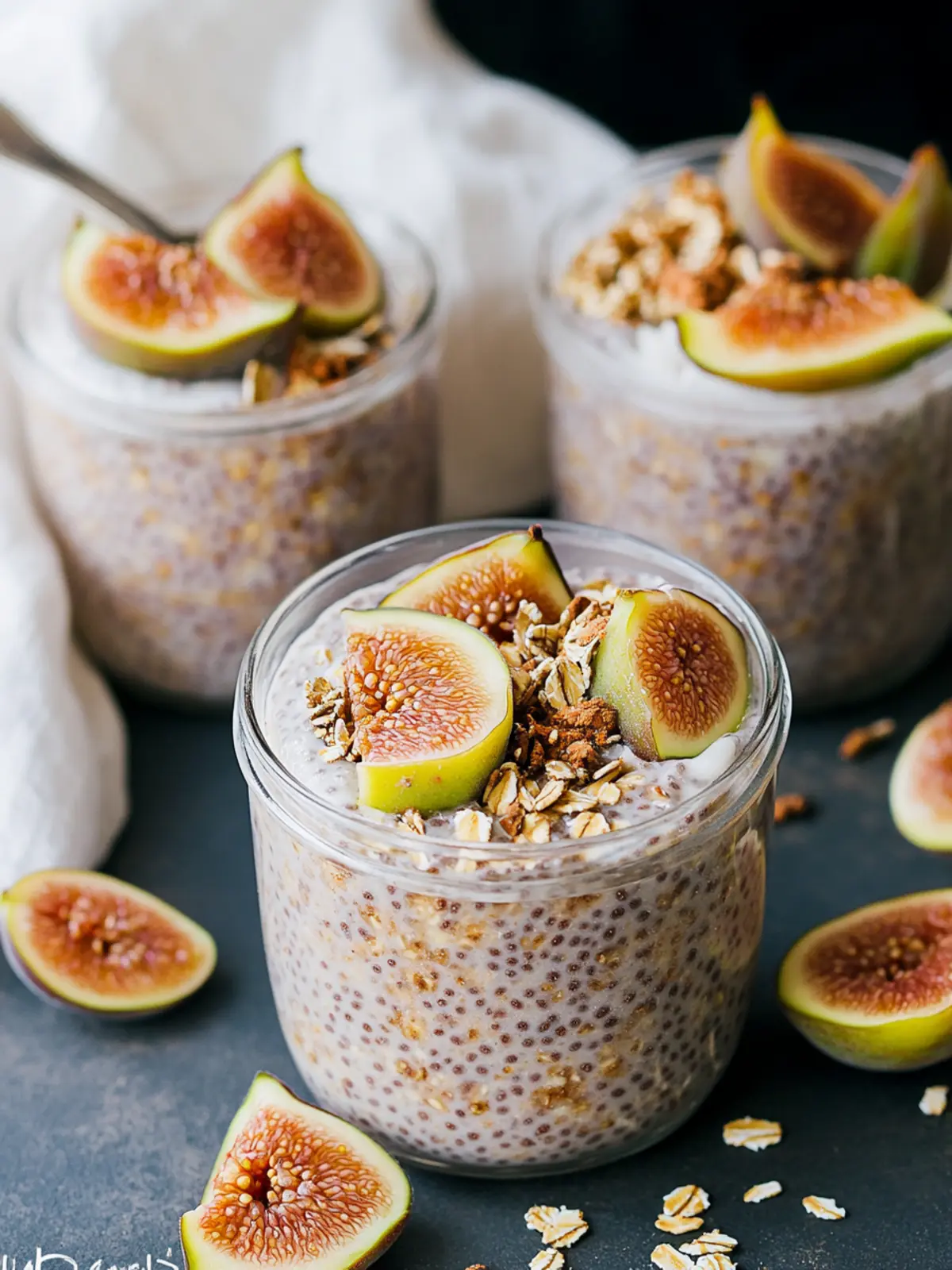 Vegan Cinnamon Fig Chia Pudding & Oat Breakfast Parfaits