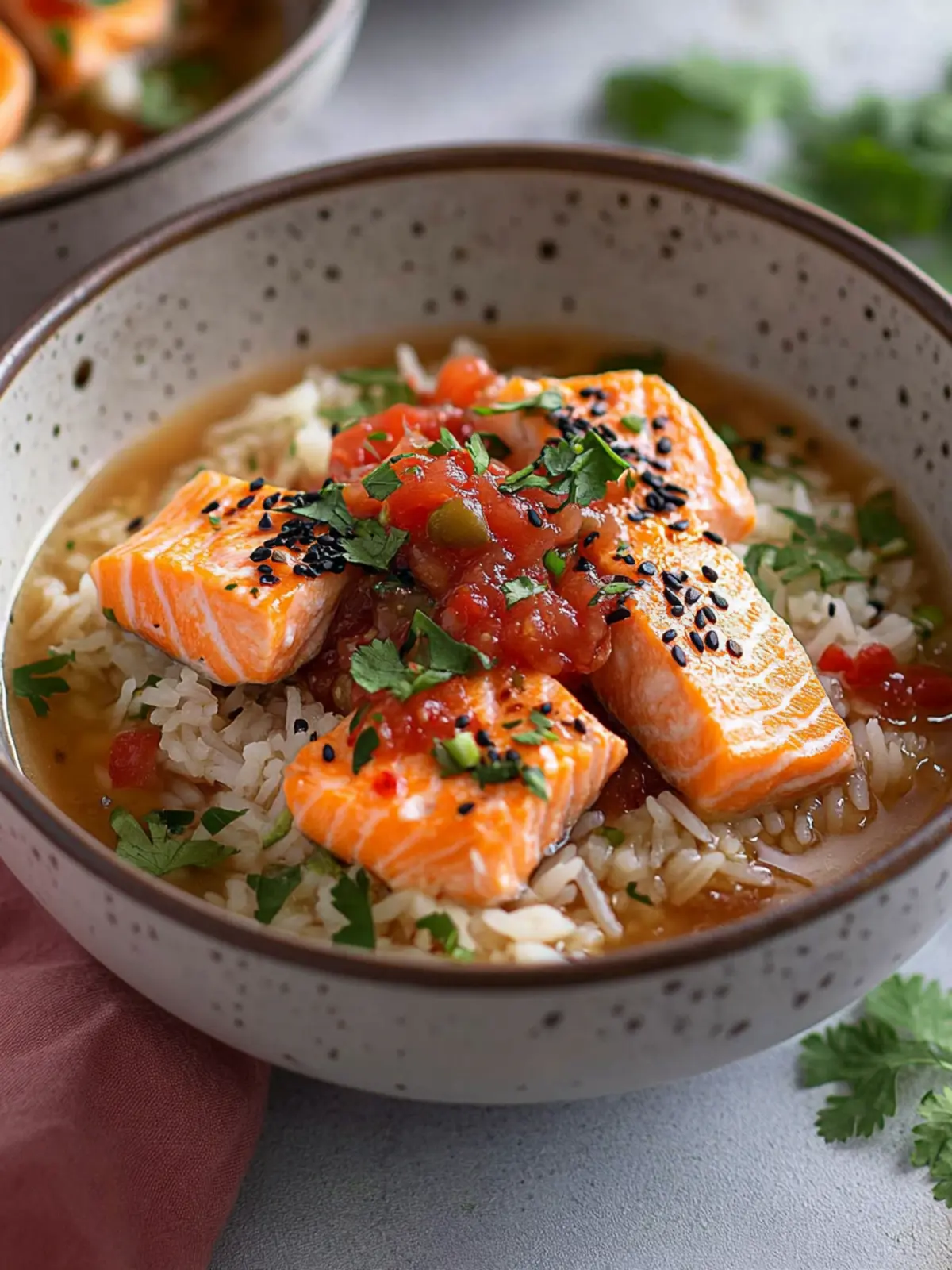 Savor Brothy Rice with Salmon for a Quick Dinner Delight Brothy Rice with Salmon