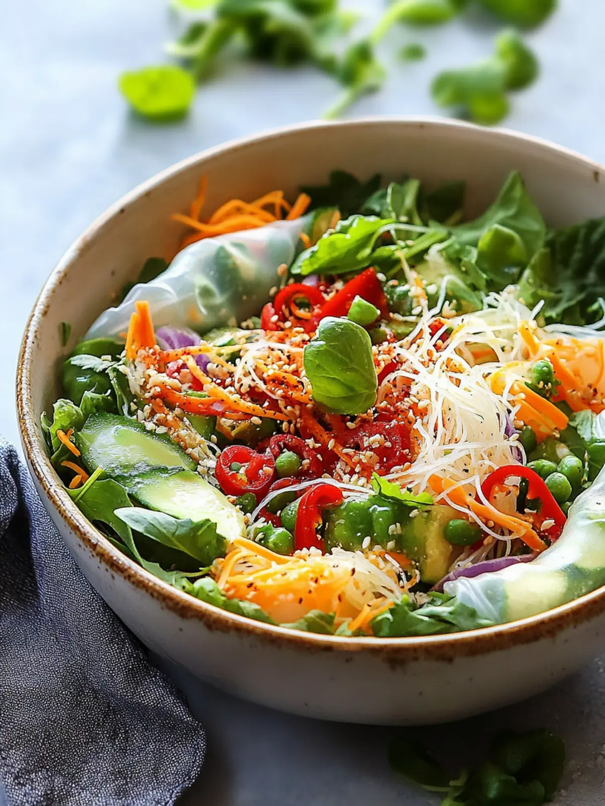 Spring Roll Salad with Spicy Ginger Dressing