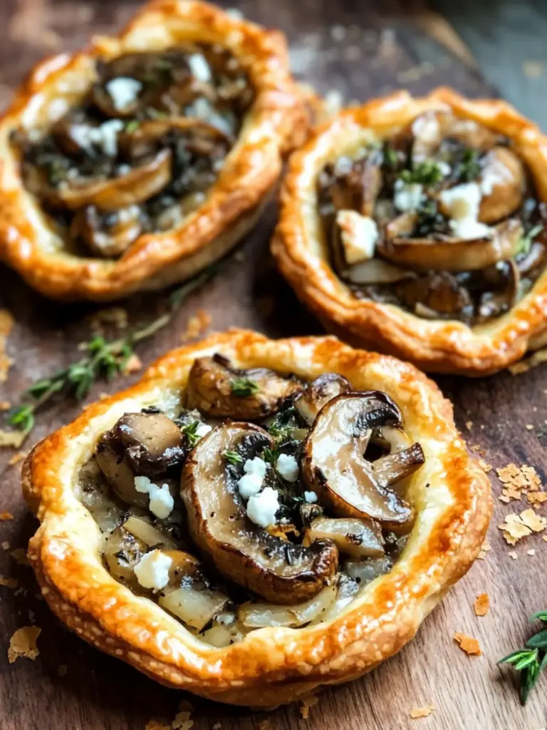 Mushroom Shallot and Herbed Goat Cheese Tarts