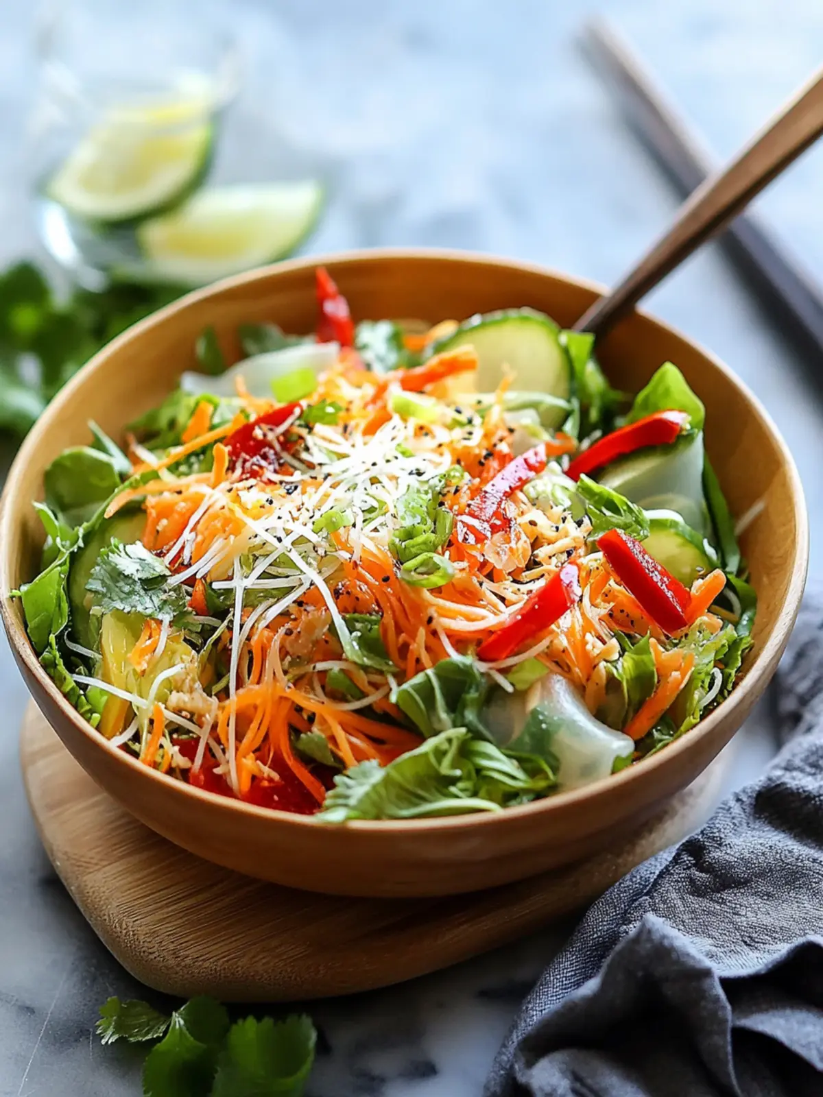 Spring Roll Salad with Spicy Ginger Dressing