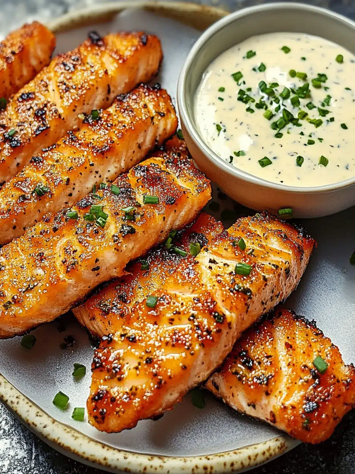 Crispy Salmon Strips with Herb Tartar Dip