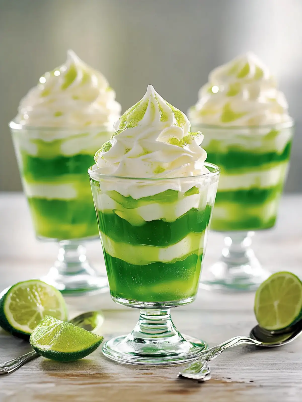 Green Jello Parfaits with Whipped Cream