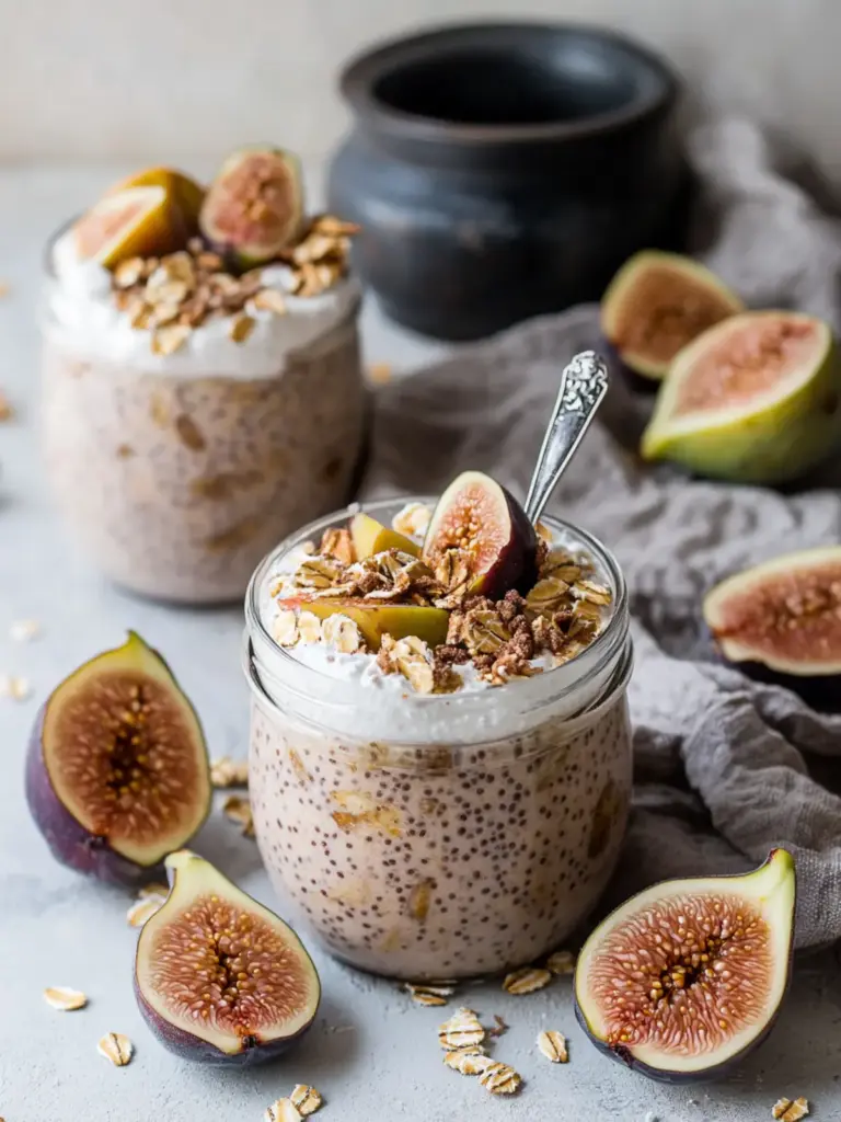 Vegan Cinnamon Fig Chia Pudding & Oat Breakfast Parfaits