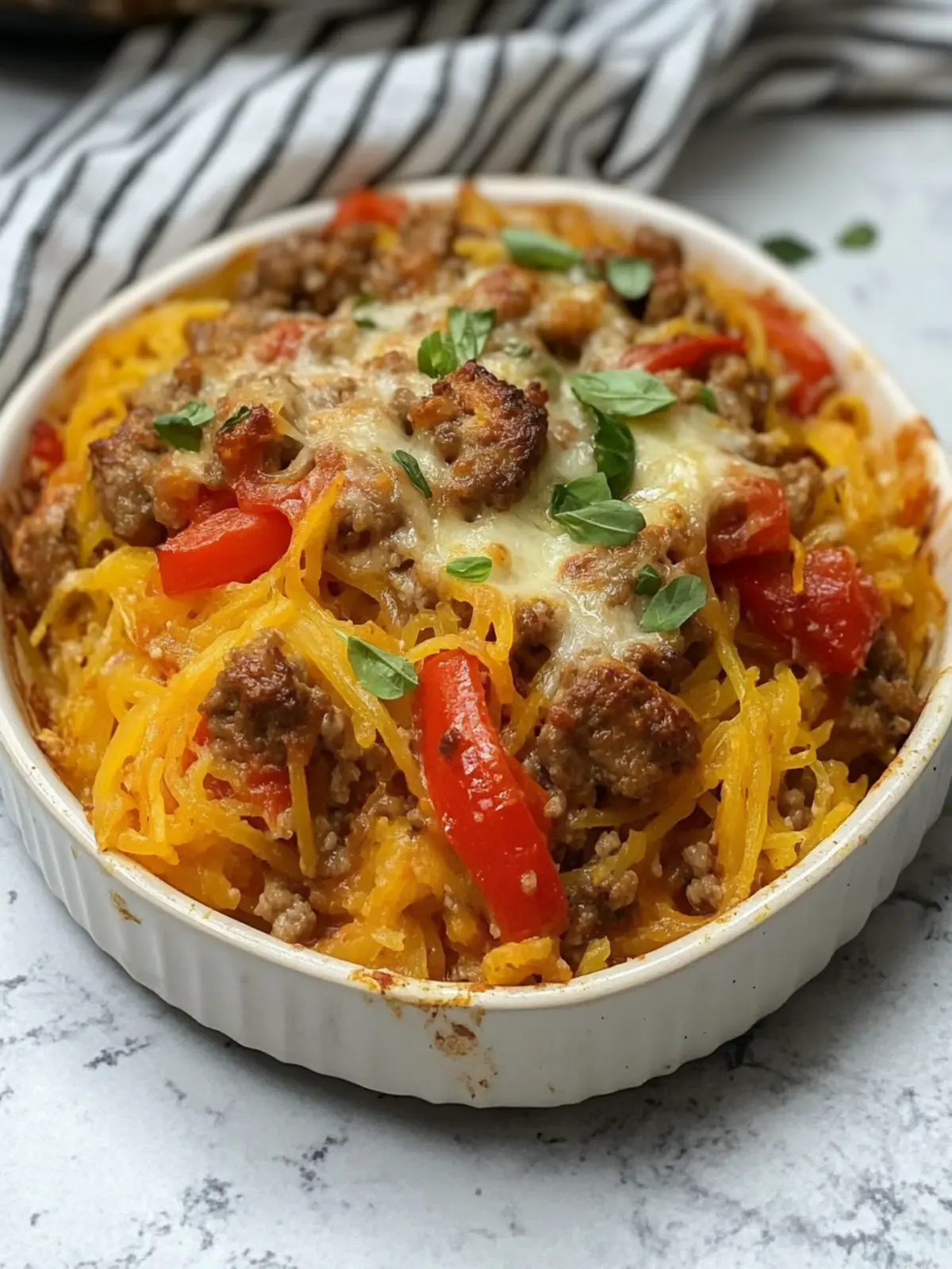 Sausage and Peppers Spaghetti Squash Casserole