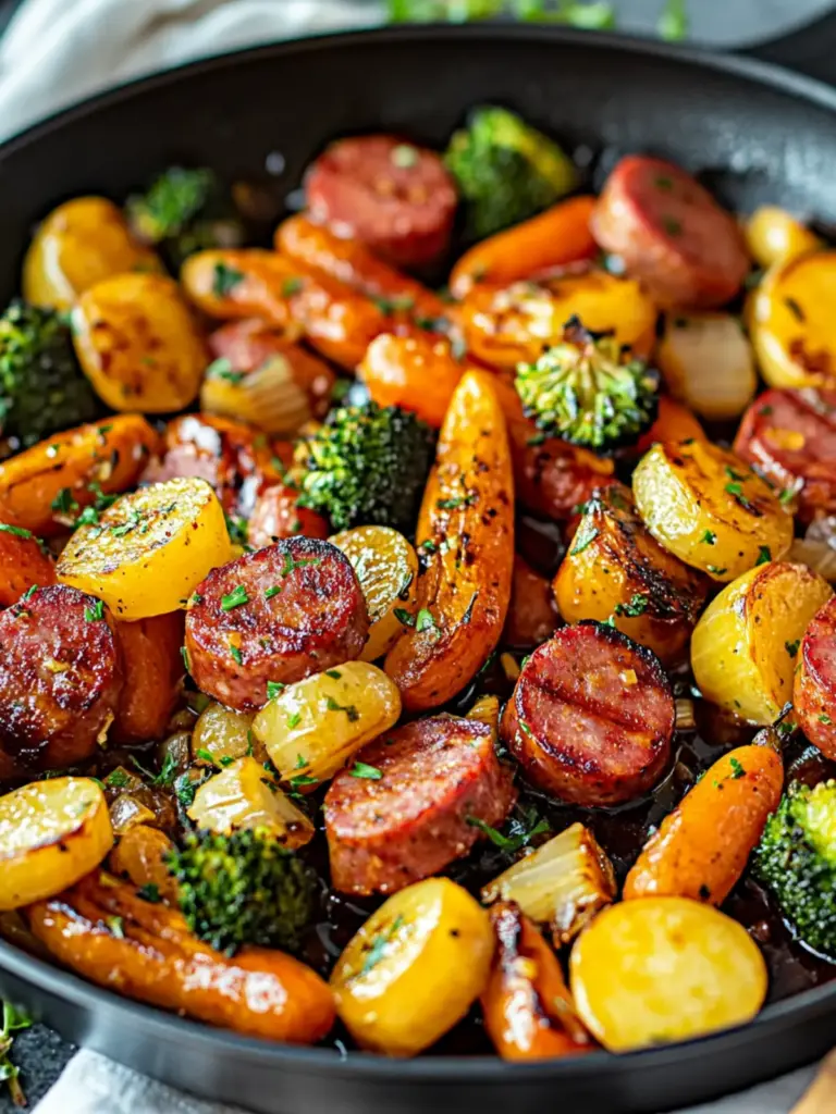 One-Pan Honey Garlic Kielbasa & Veggies