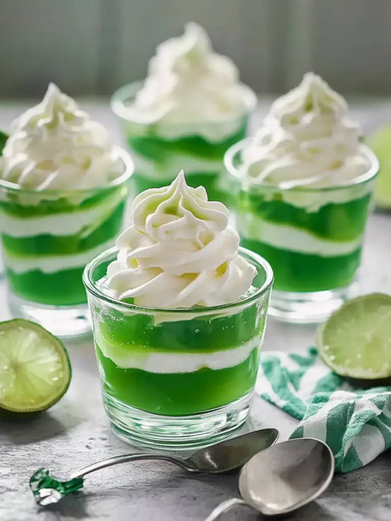 Green Jello Parfaits with Whipped Cream