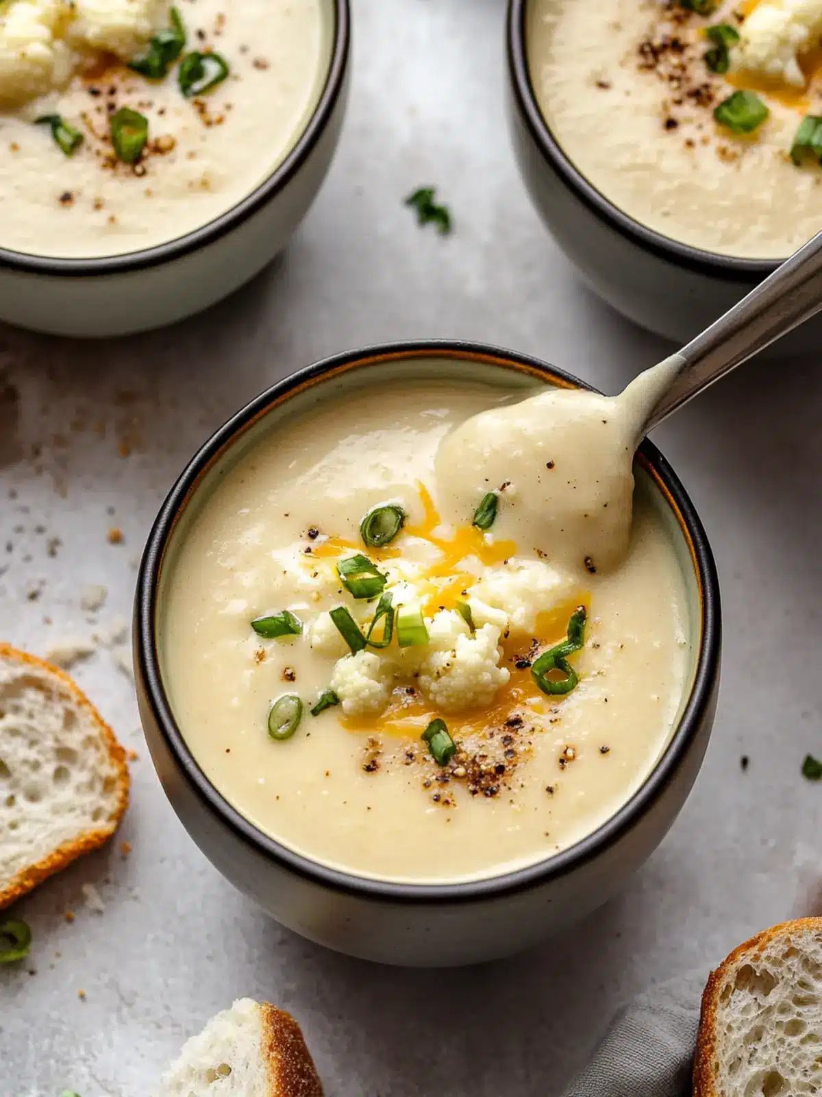 Roasted Garlic Cheddar Cauliflower Soup