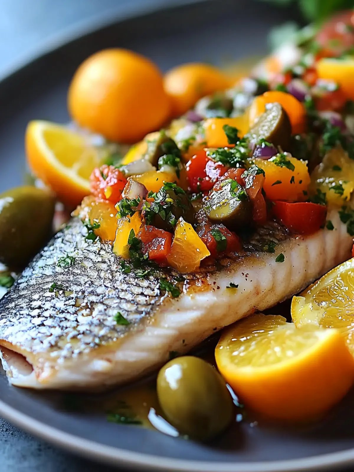 Branzino Citrus Olive Salsa
