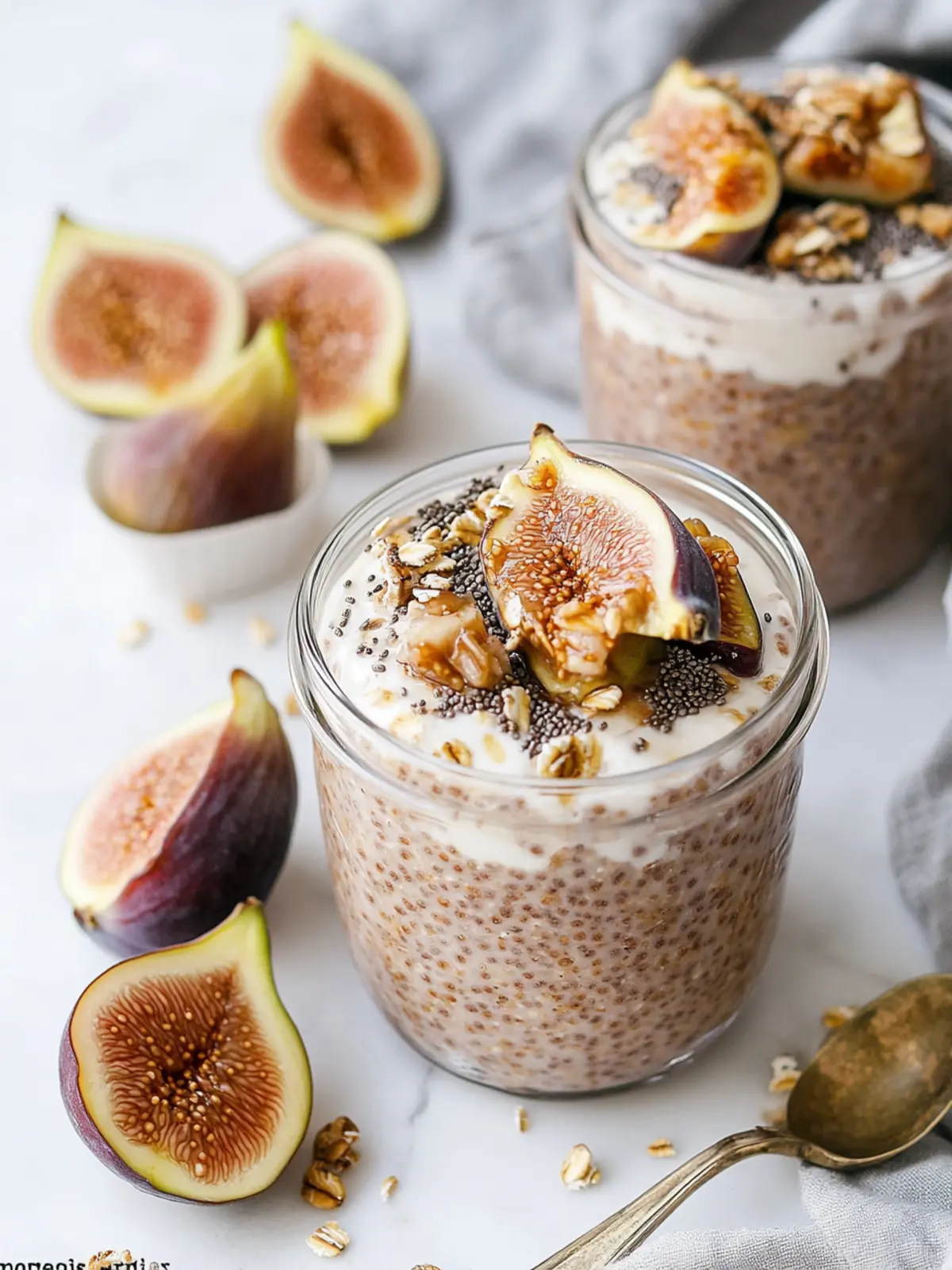 Vegan Cinnamon Fig Chia Pudding & Oat Breakfast Parfaits