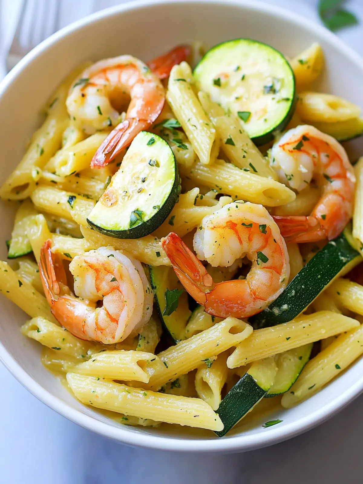 Zucchini Penne Pasta with Shrimp