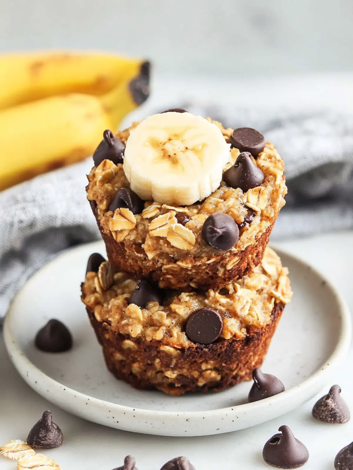 Banana Chocolate Chip Baked Oatmeal Cups