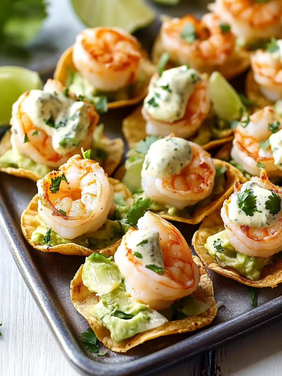 Shrimp Taco Bites with Cilantro Cream Sauce