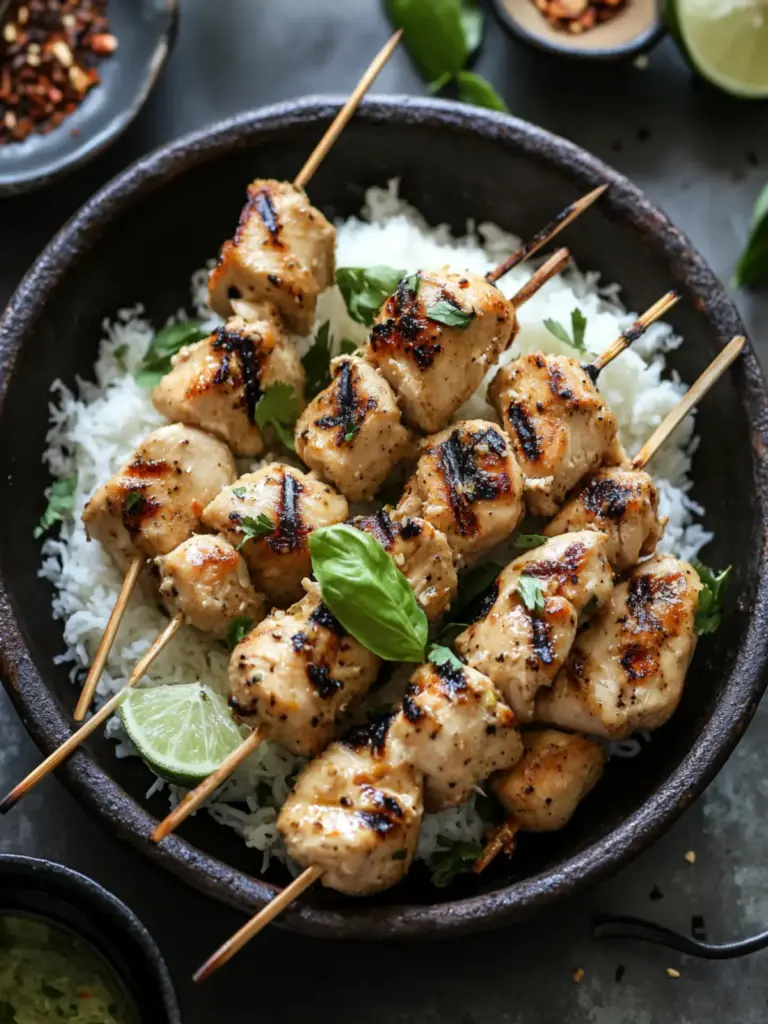 Grilled Thai Coconut Chicken Skewers