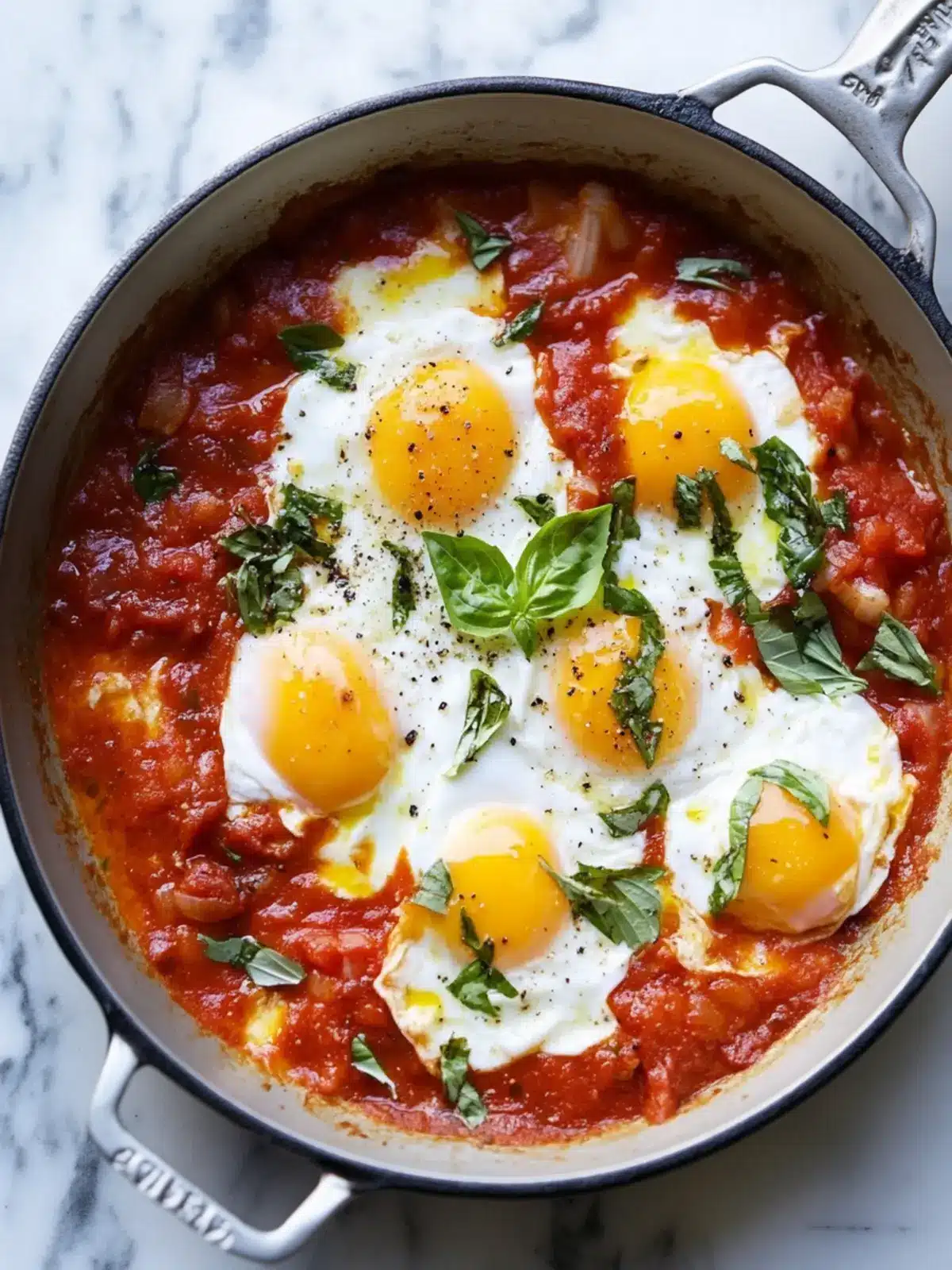 Savor Eggs Poached in Spicy Marinara for a Zesty Twist Eggs Poached in Spicy Marinara