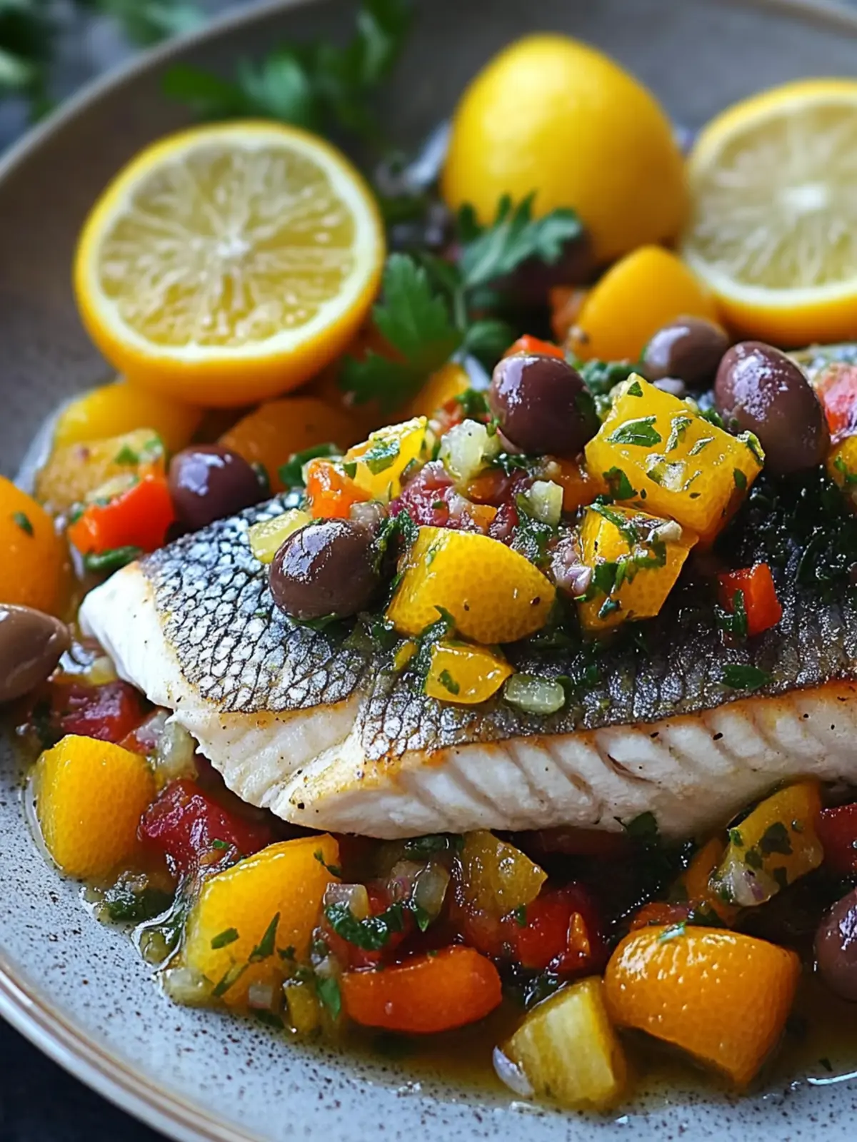 Branzino Citrus Olive Salsa