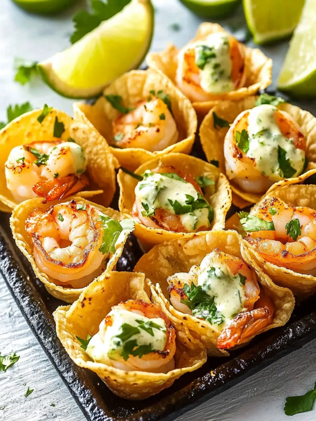 Shrimp Taco Bites with Cilantro Cream Sauce
