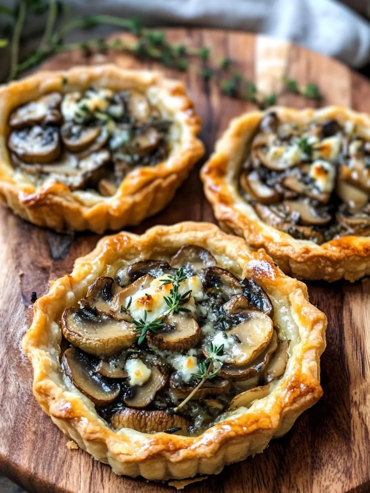 Mushroom Shallot and Herbed Goat Cheese Tarts