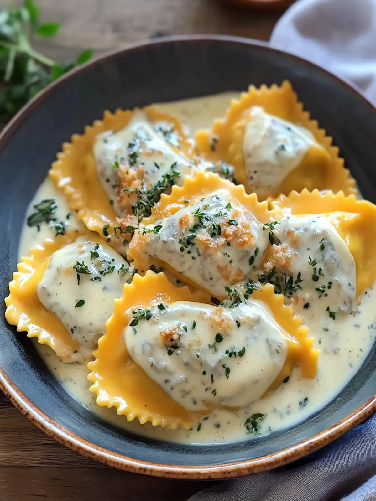 Butternut Squash Ravioli with Maple Cream Sauce