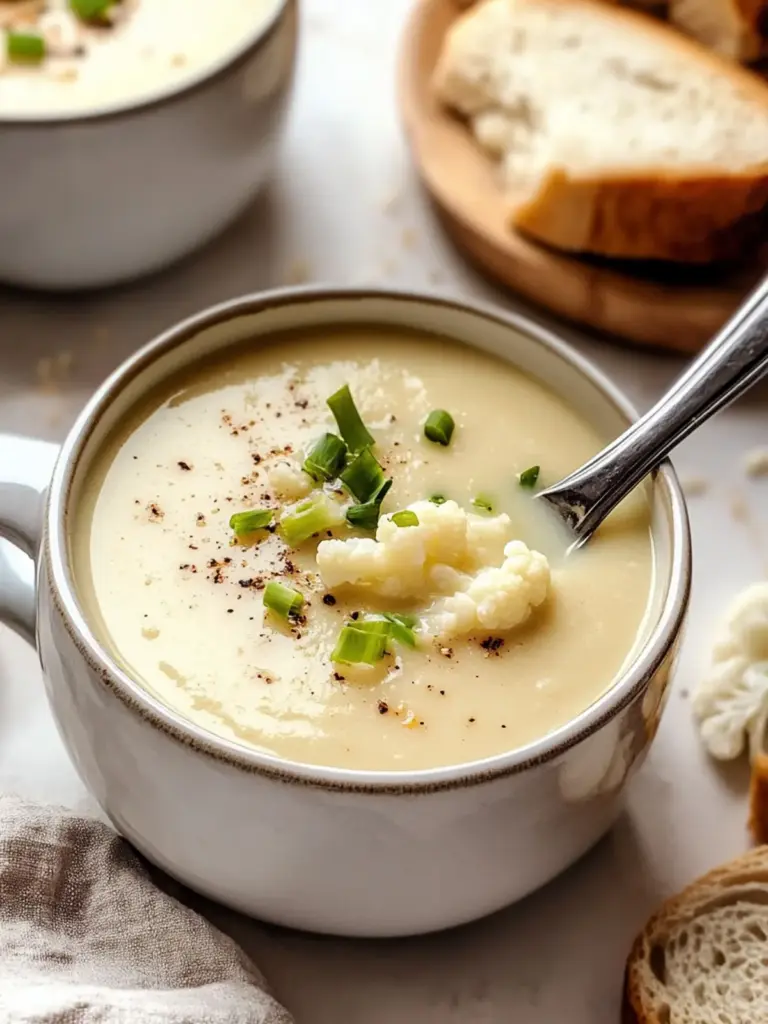 Roasted Garlic Cheddar Cauliflower Soup