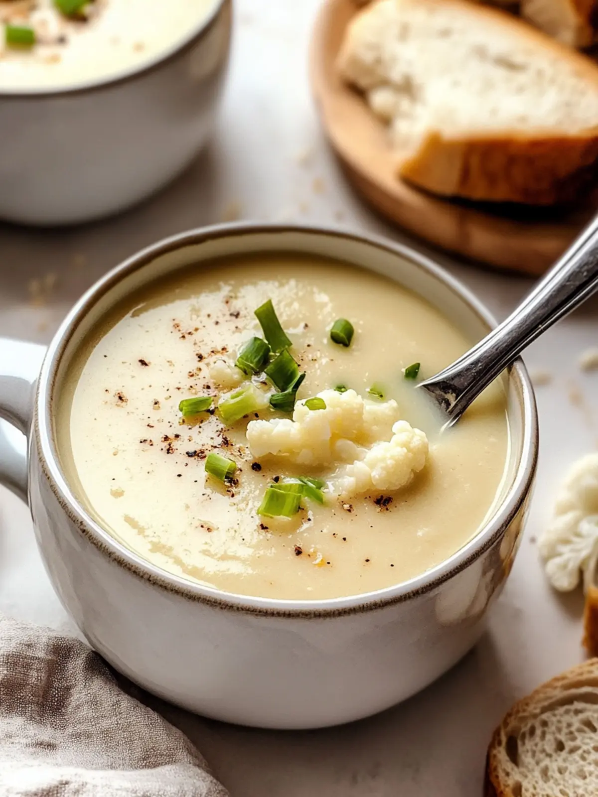 Roasted Garlic Cheddar Cauliflower Soup