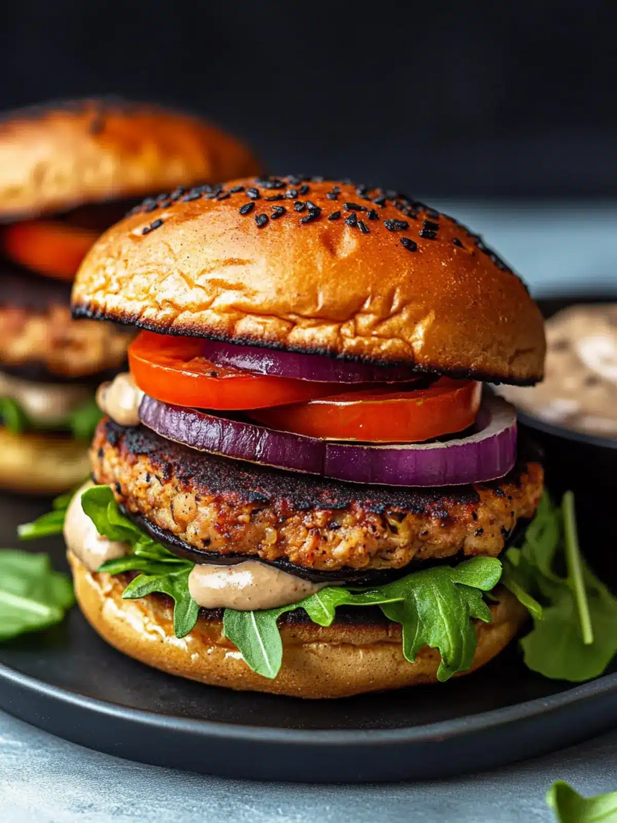 Savory Eggplant Burgers Topped with Sweet Caramelized Onions Eggplant Burgers