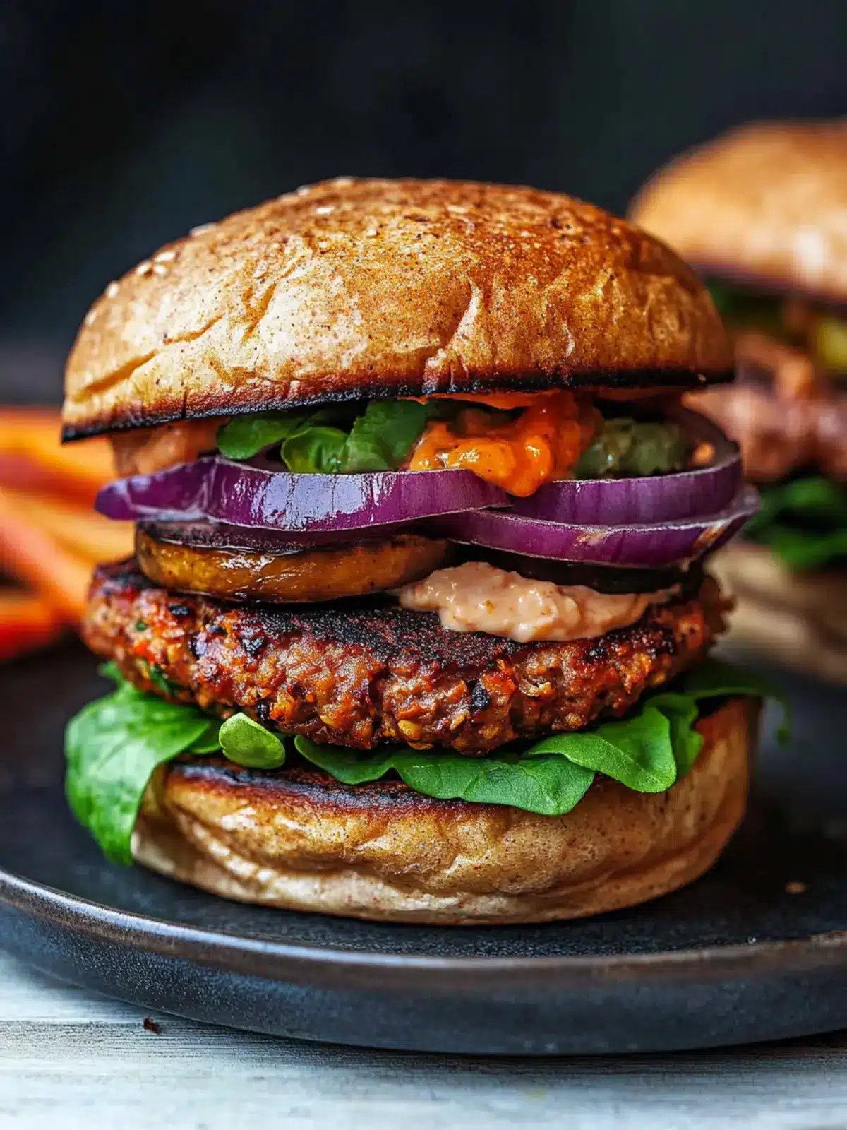 Savory Eggplant Burgers Topped with Sweet Caramelized Onions Eggplant Burgers