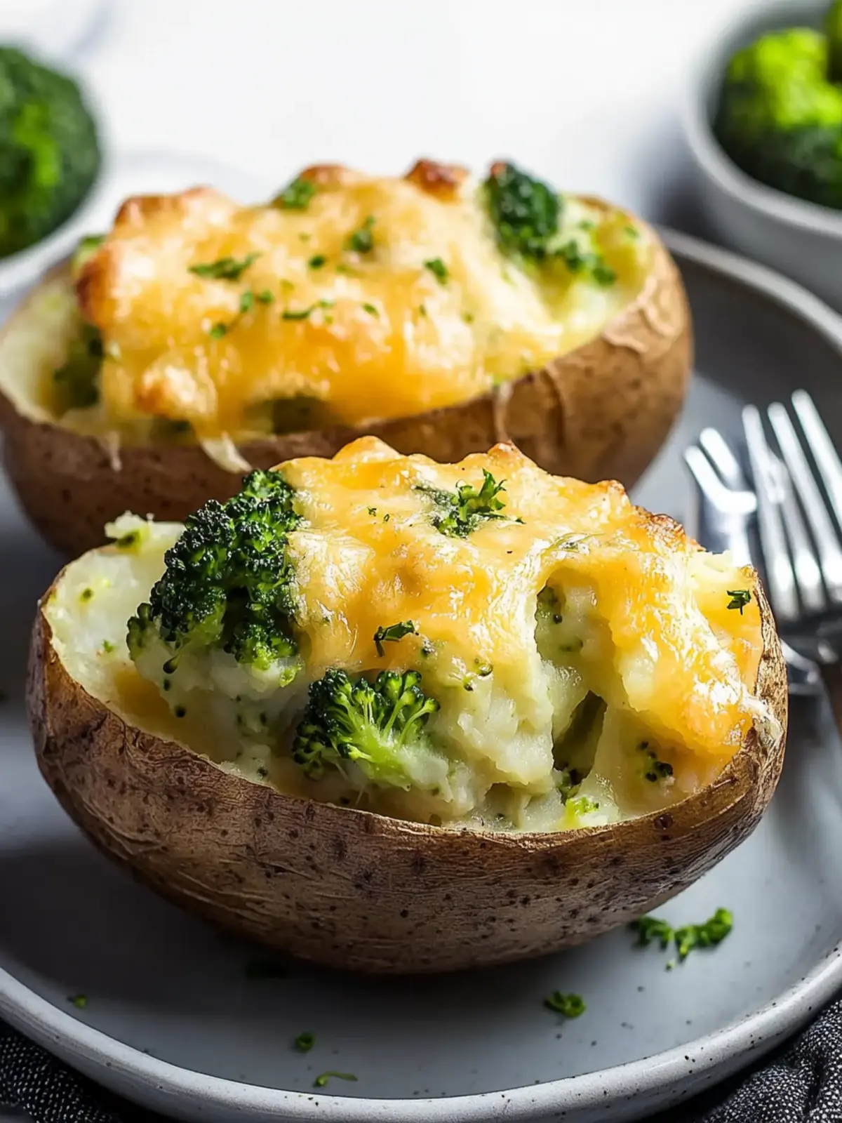 Broccoli Cheddar Stuffed Baked Potatoes