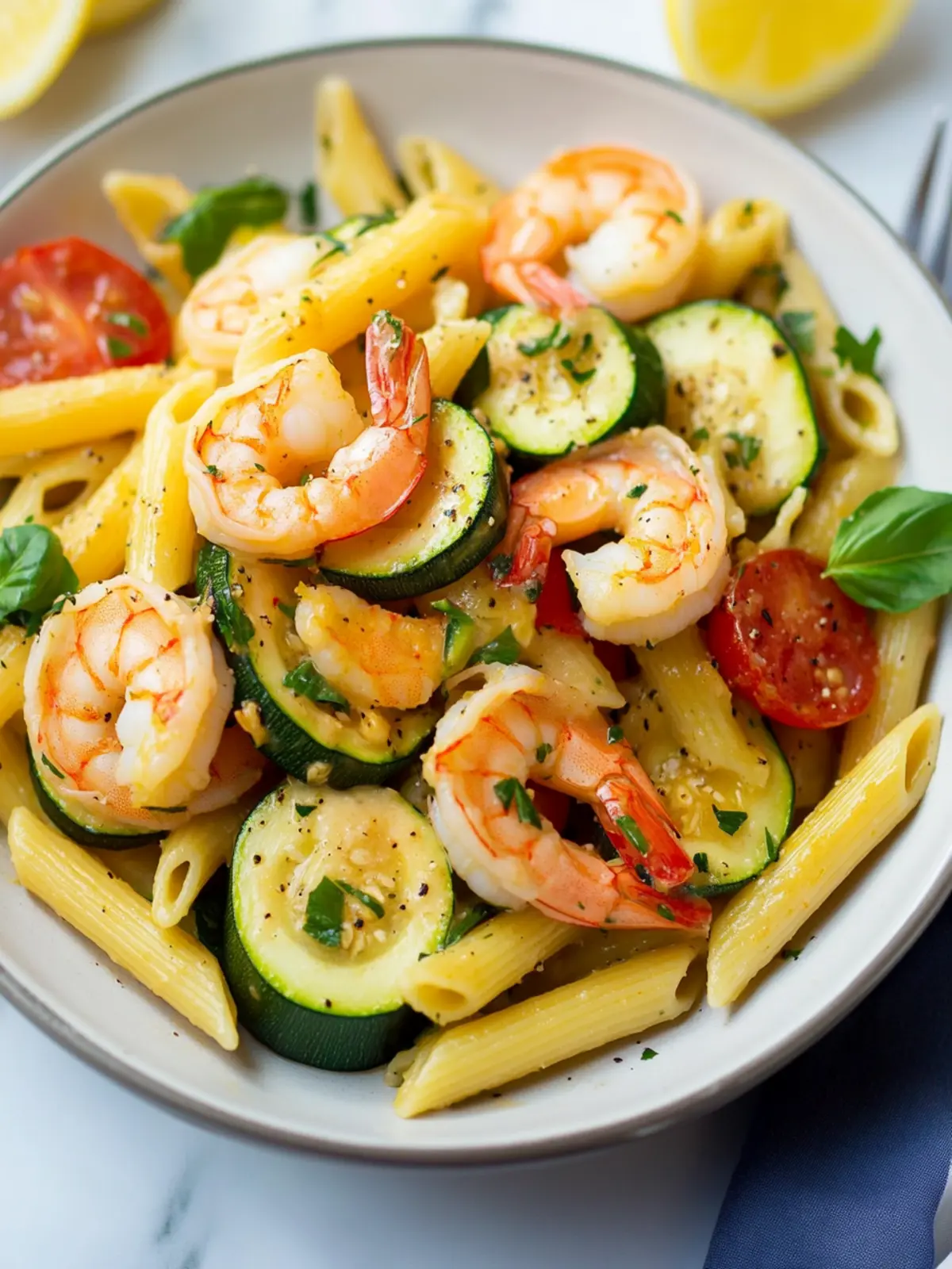 Zucchini Penne Pasta with Shrimp