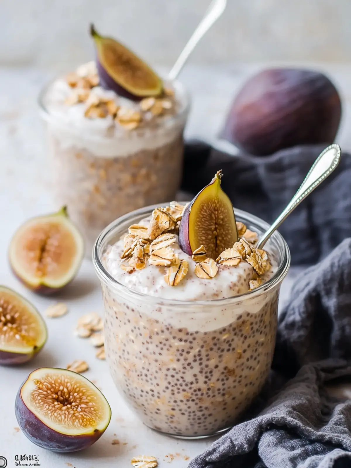 Vegan Cinnamon Fig Chia Pudding & Oat Breakfast Parfaits
