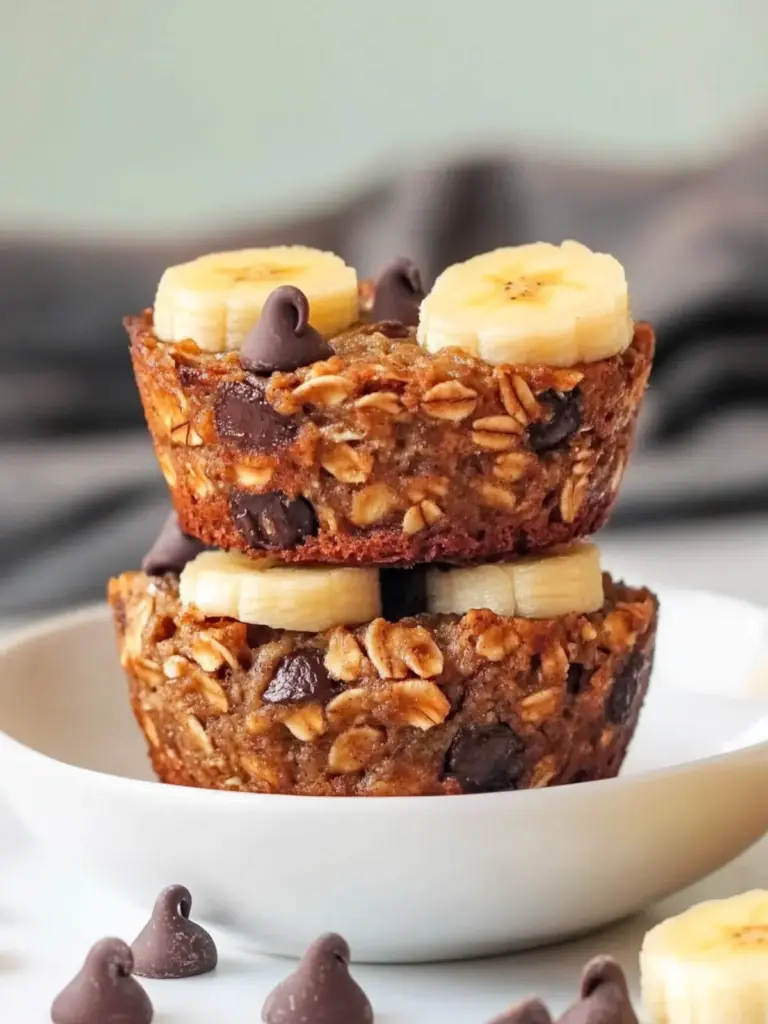 Banana Chocolate Chip Baked Oatmeal Cups