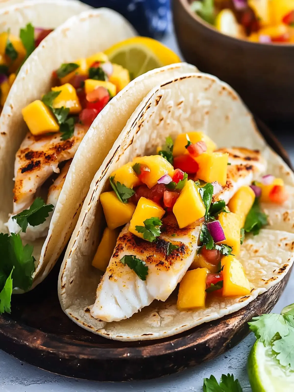 Savory Fish Tacos with Mango Salsa for a Tropical Twist Fish Tacos with Mango Salsa