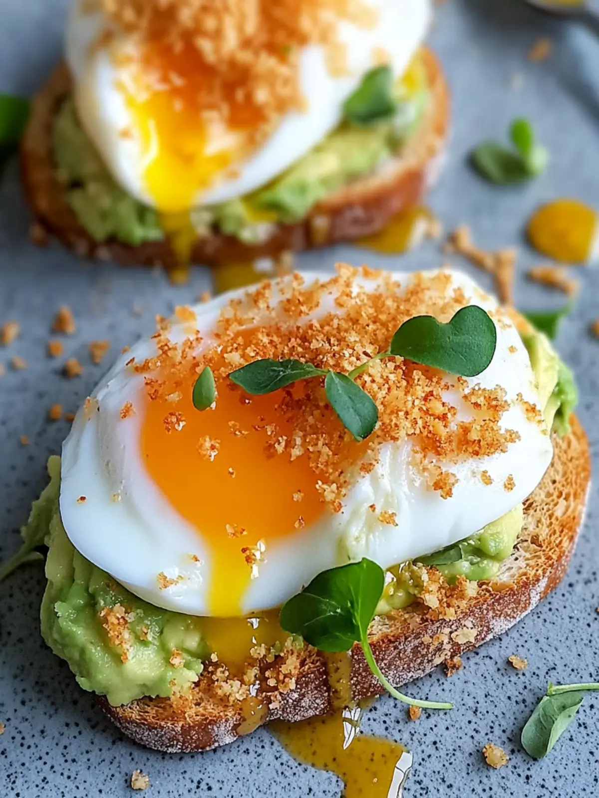 Crispy Panko Crumbed Poached Eggs on Avocado Toast
