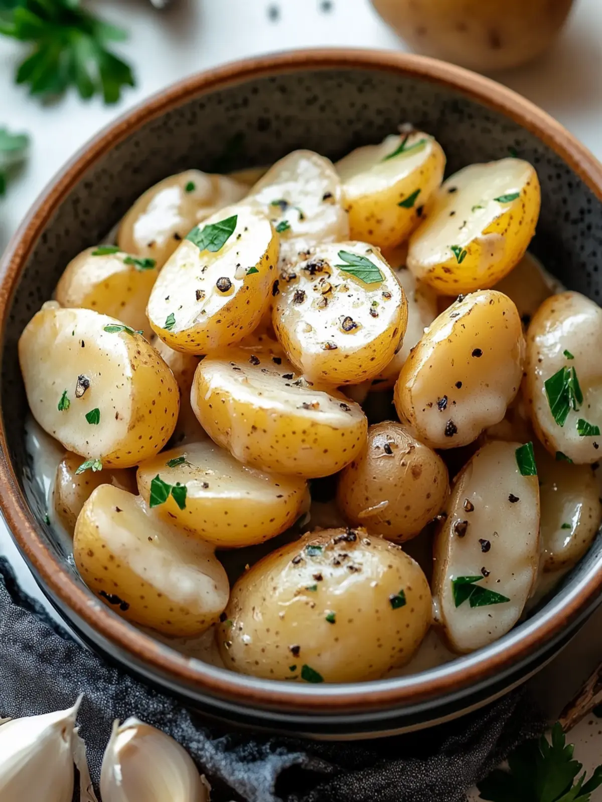 Creamy Garlic Sauce Baby Potatoes