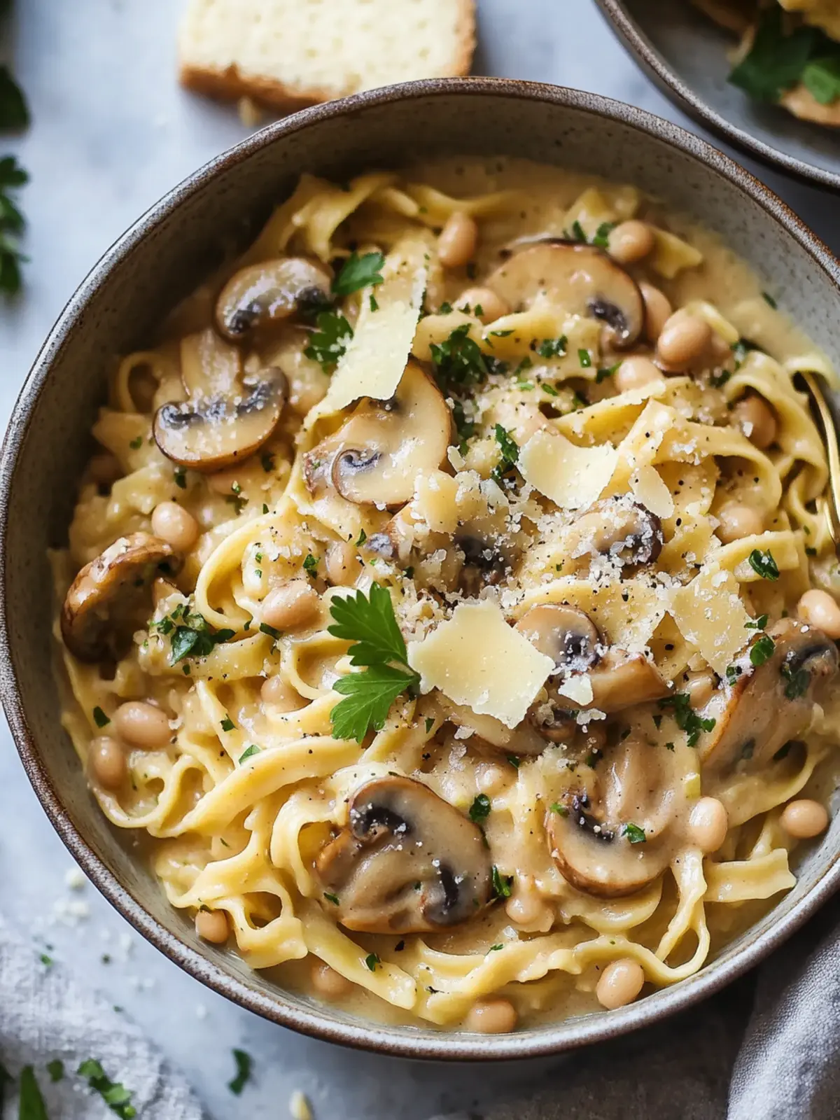 One-Pot Mushroom and White Bean Pasta
