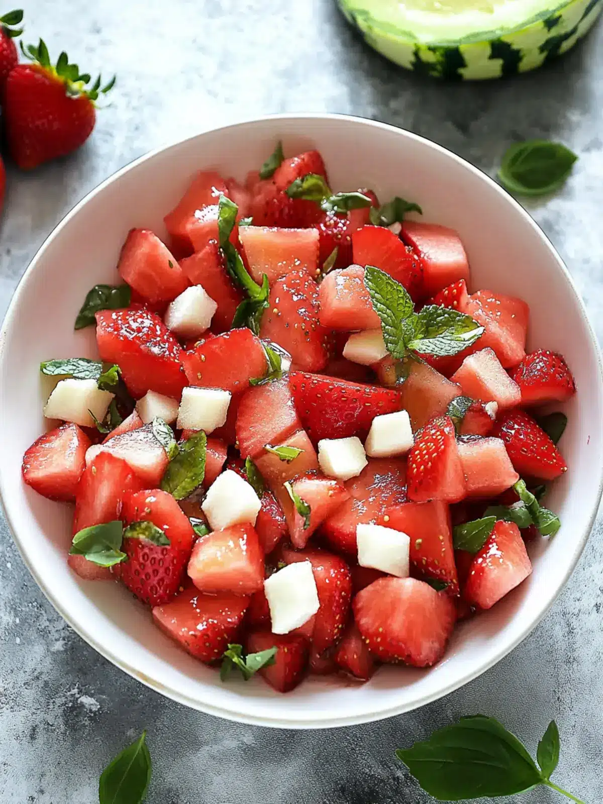 Watermelon Strawberry Salad with Honey Dressing Delight Watermelon Strawberry Salad with Honey Dressing