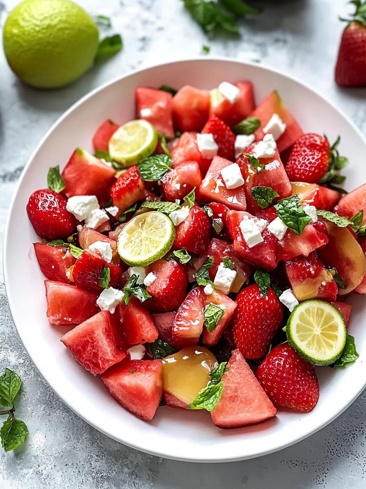 Watermelon Strawberry Salad with Honey Dressing Delight Watermelon Strawberry Salad with Honey Dressing