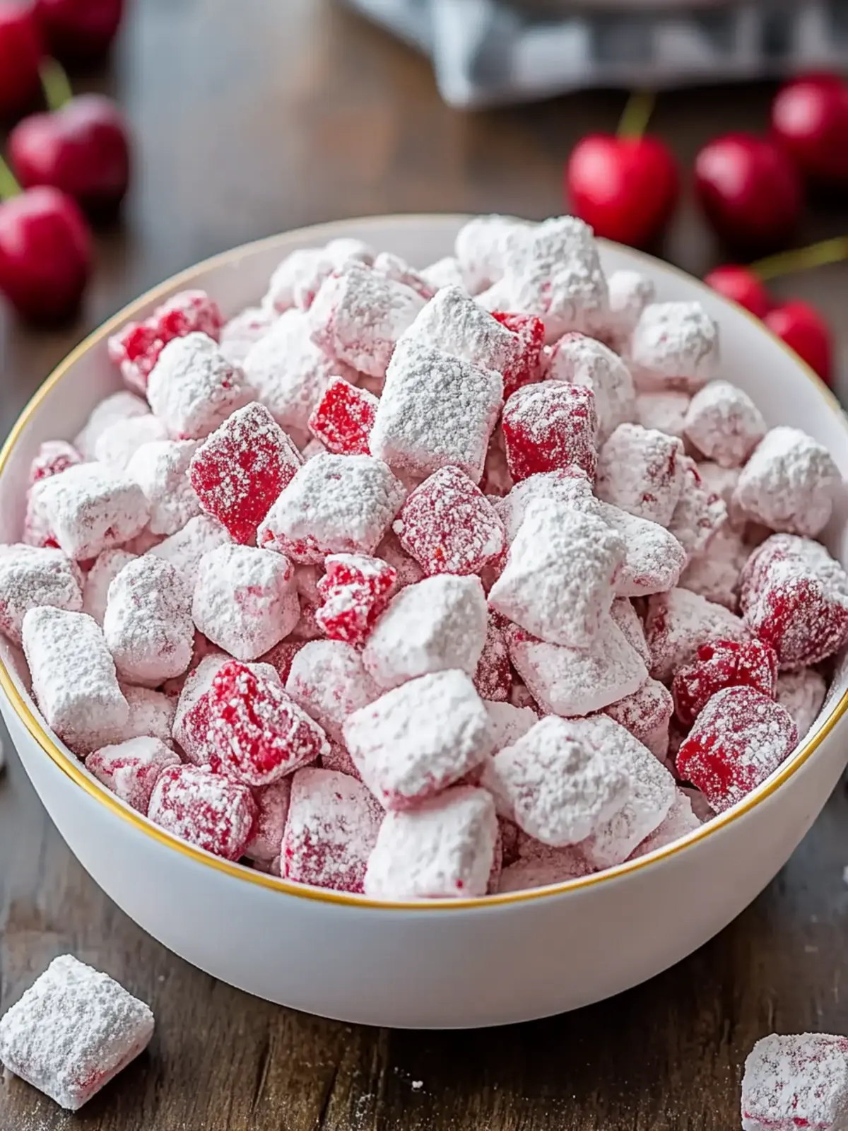 Irresistible Cherry Cheesecake Puppy Chow for Sweet Snacking Cherry Cheesecake Puppy Chow